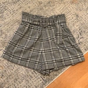 American Eagle Plaid Paper Bag Shorts